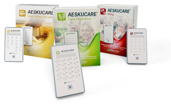 The Aeskucare Allergy & Intolerance kits contain everything needed to carry out the tests.
They require only 2-3 drops of blood and 30 minutes for the result. 
CE-IVD Certification - For Professional Diagnostic Use Only.